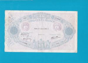 Billet 500 Francs Bleu et Rose - 4 janvier 1940