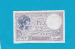 Billet 5 Francs Violet - 27-06-1924