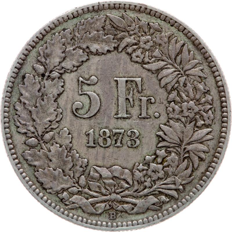 Pièce Suisse 5 francs 1873 B (Bern) Olivier Goujon Numismatique