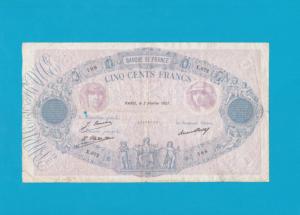 Billet 500 Francs Bleu et Rose - 2 février 1927