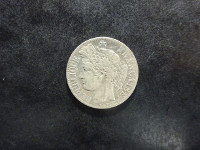 Cérès - 1 Franc argent - 1850 A - Paris - oreille courte