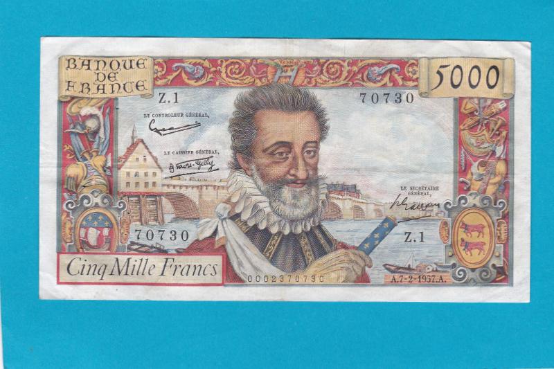 Billet 5000 francs Henri IV 07021957