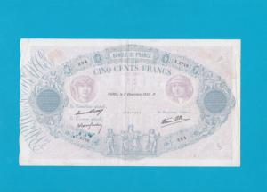Billet 500 Francs Bleu et Rose - 2 décembre 1937