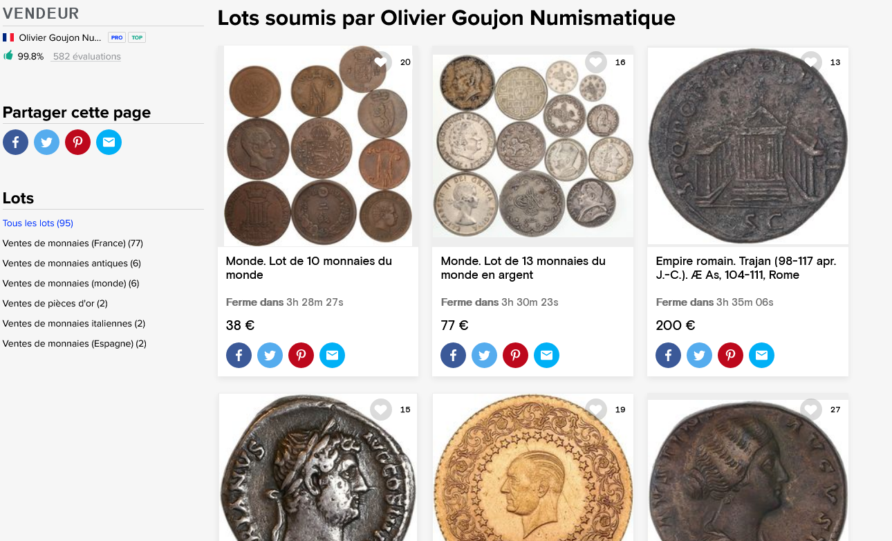 Nouvelles monnaies de collection en vente sur notre site et sur Catawiki