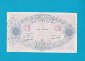 Billet 500 Francs Bleu et Rose - 3 avril 1928