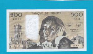 Billet 500 Francs Pascal 07-01-1982
