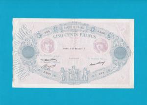 Billet 500 Francs Bleu et Rose - 27 mai 1937
