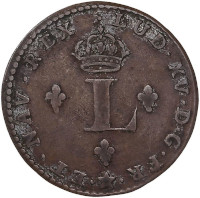 Louis XV - Double Sol aux 2 L couronnés 1742 H (La Rochelle) - Sans doute faux 19ème siècle