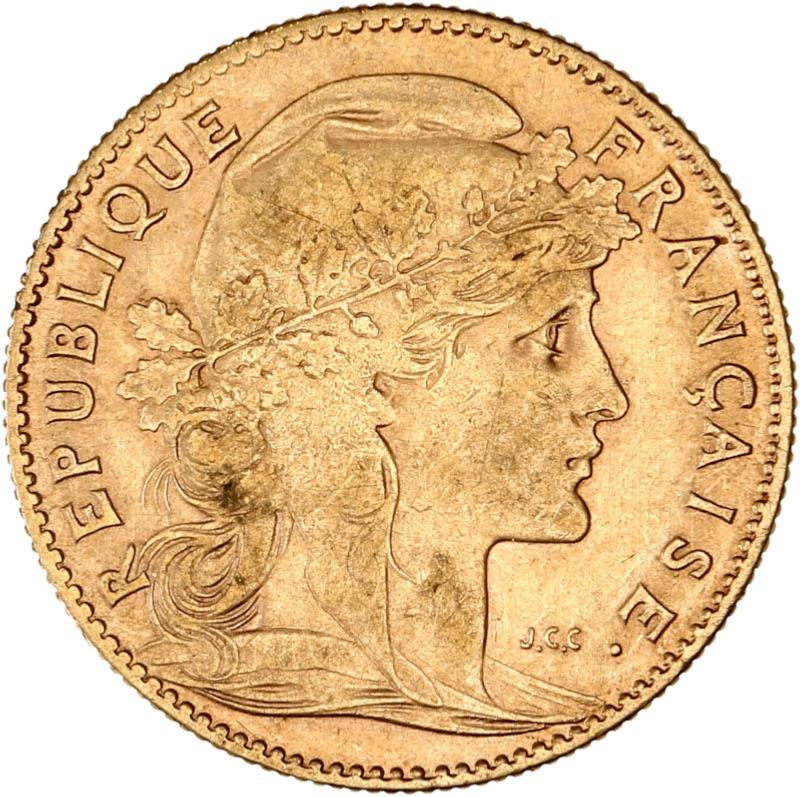 Pièce Coq 10 francs or 1907 Pièce Coq 10 francs or 1907