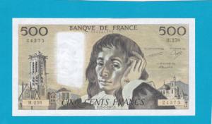 Billet 500 Francs Pascal 22-01-1987