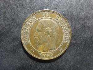 Napoléon III tête nue - 5 centimes - 1855 A - Paris - chien