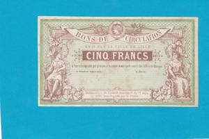 Billet 5 Francs - ville de Lille - 17-09-1870 - non émis