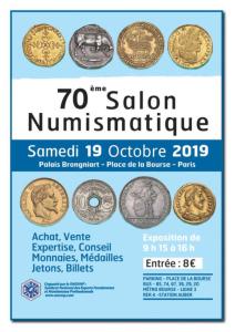 Samedi 19 octobre 2019 : 70ème salon Numismatique du SNENNP à PARIS (75 002)