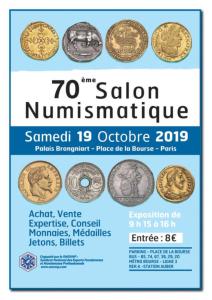 Samedi 19 octobre 2019 : 70me salon Numismatique du SNENNP  PARIS (75 002)